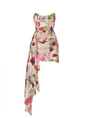 Katie May Chasing Dawn Gown in Pink Daisy, Size Small